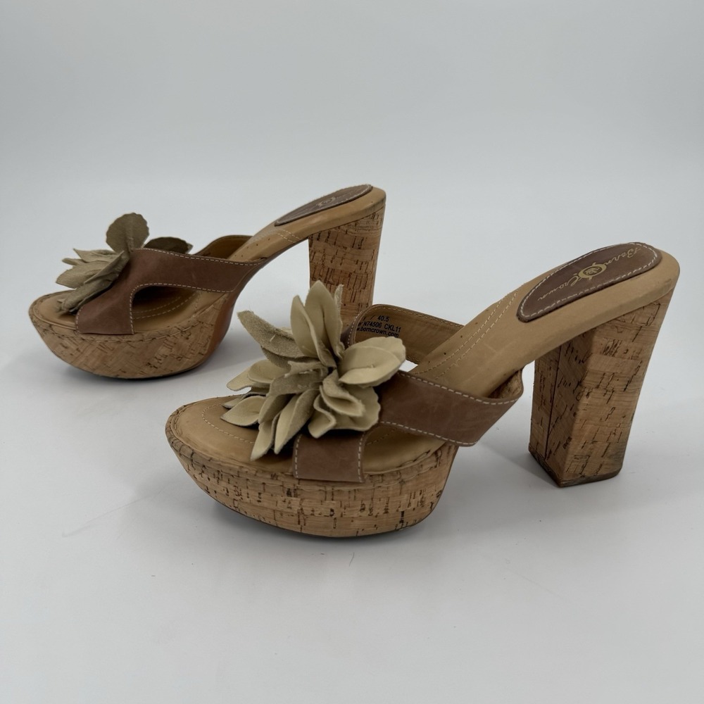 Born Crown Women's 9 / EU 40.5 Brown Cork Platform Floral High Heel Sandals